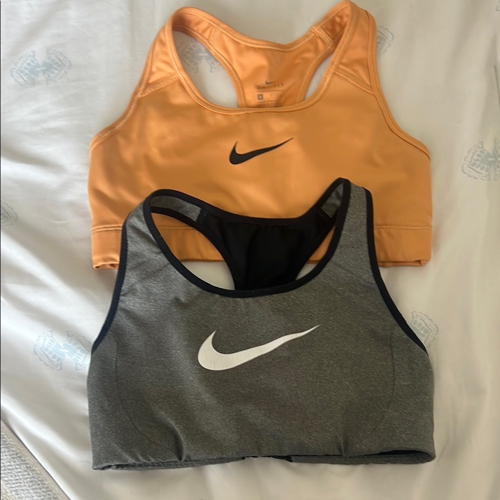 Nike Orange and Gray Sports Bras for Active Comfort
